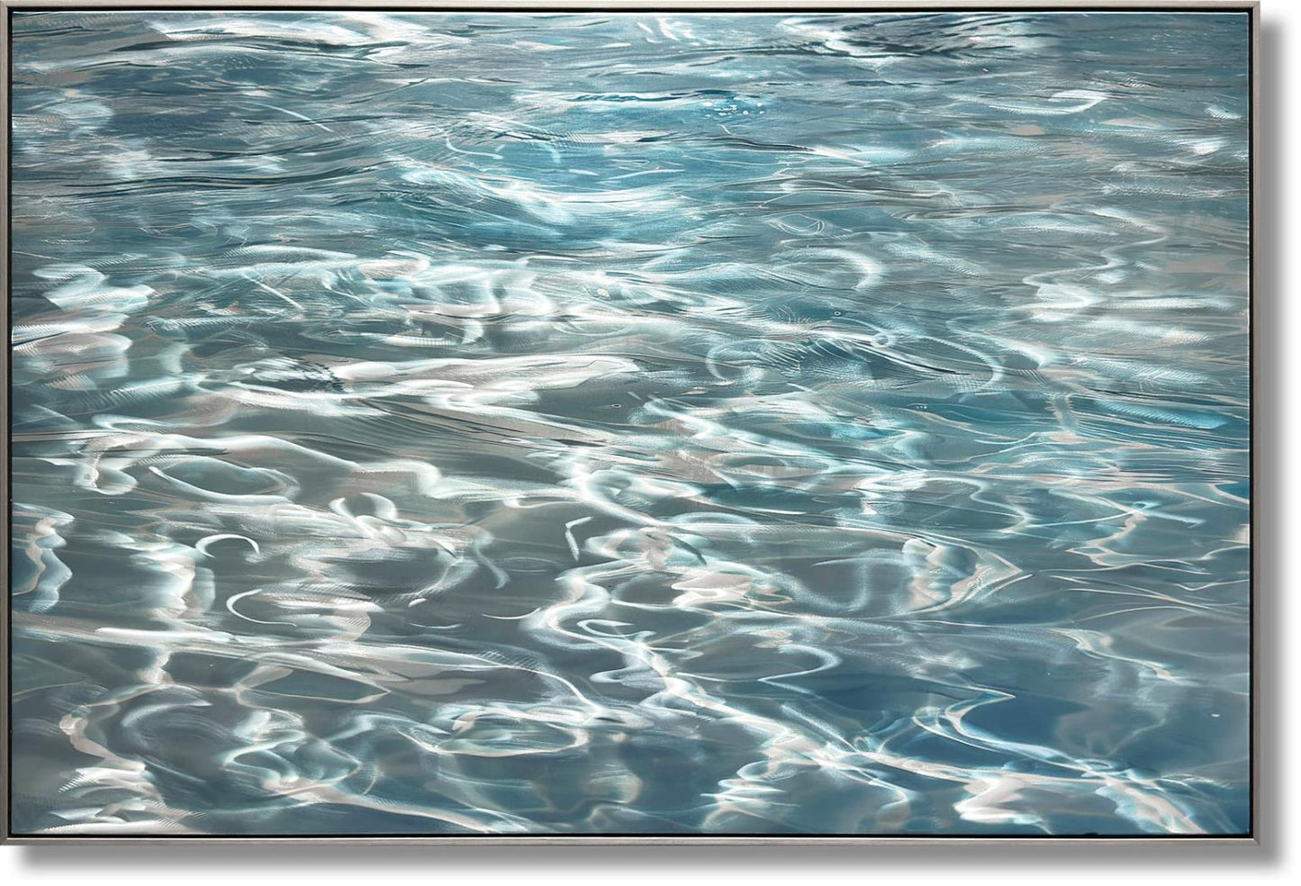 Shimmering Aqua Drift - 32" x 47" Framed Wall Art
