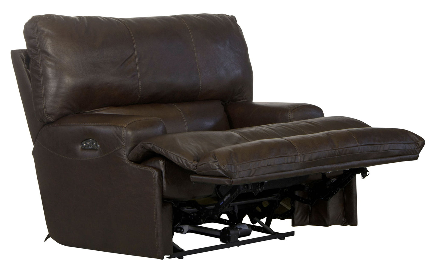 Wembley - Italian Leather Match Power Lay Flat Recliner With Power Adjustable Headrest - Chocolate