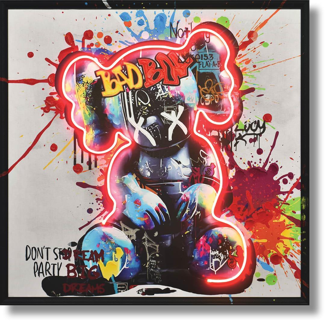 Rebel Splash Bear - 33" x 33" Framed Wall Art