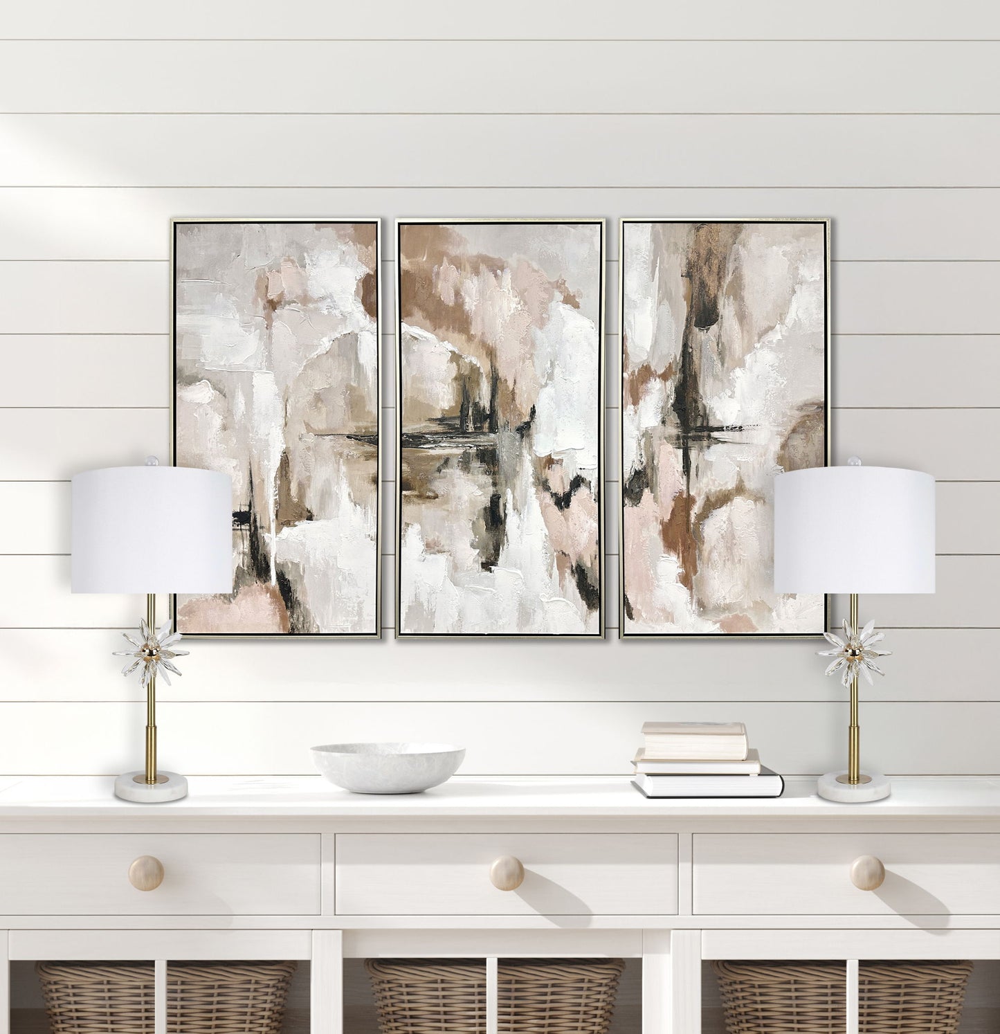 "Crystal Bloom II" Crystal And Marble Table Lamp (Set of 2) - White / Clear Crystal / Soft Gold