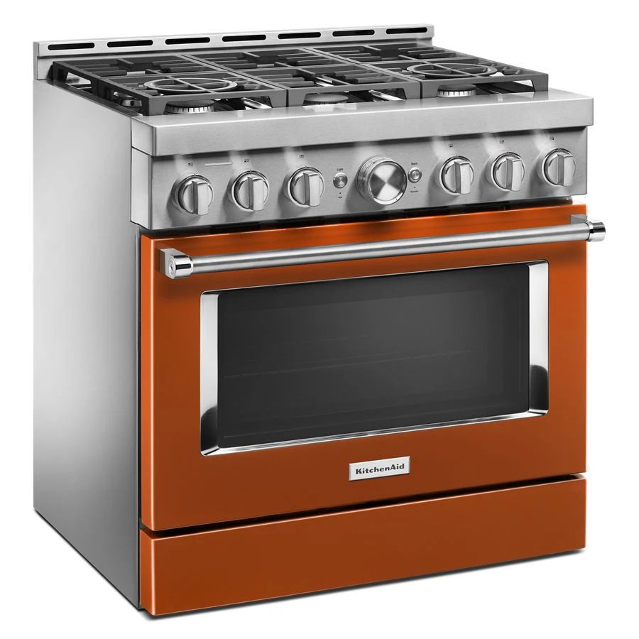 36'' Smart Commercial-Style Gas Range With 6 Burners - Scorched Orange