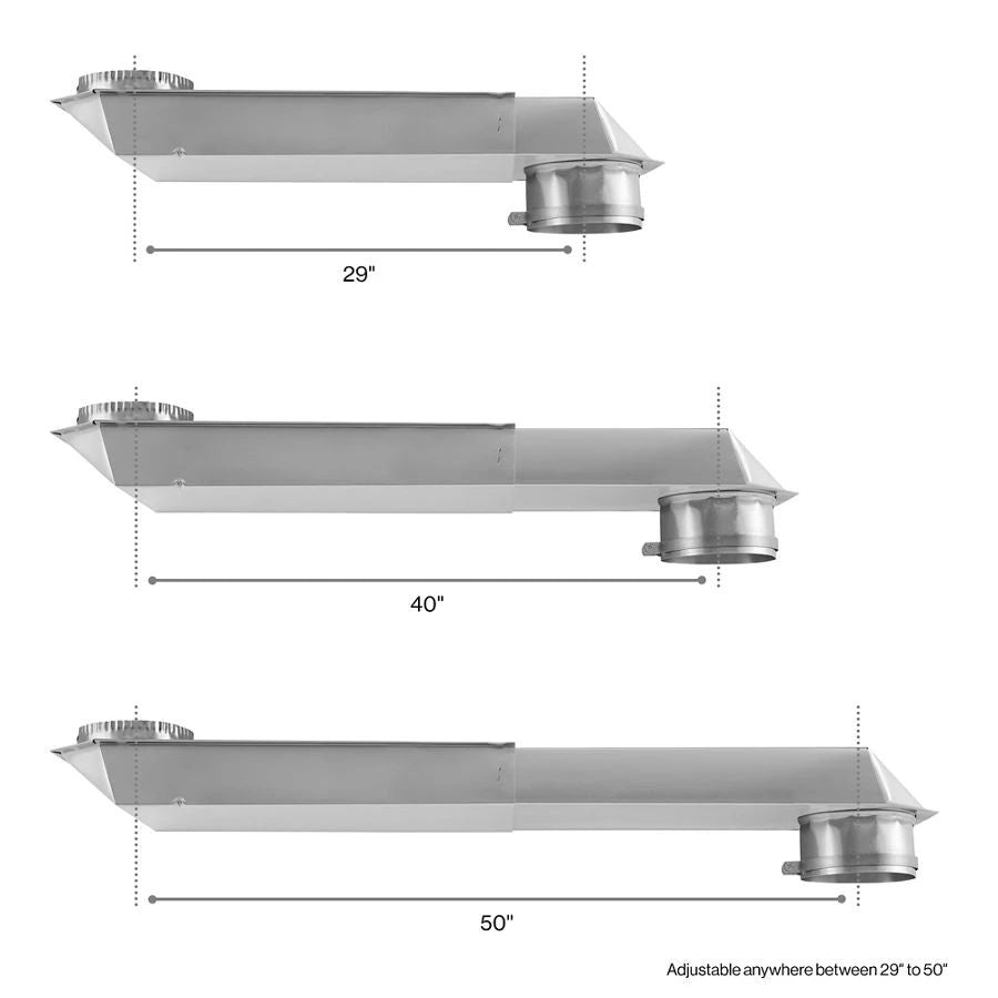 29"-50" Dryer Telescoping Vent Periscope For 2.5" Clearance, With 1 Male Snap-Lock Fitting And 1 Draw-Band Collar