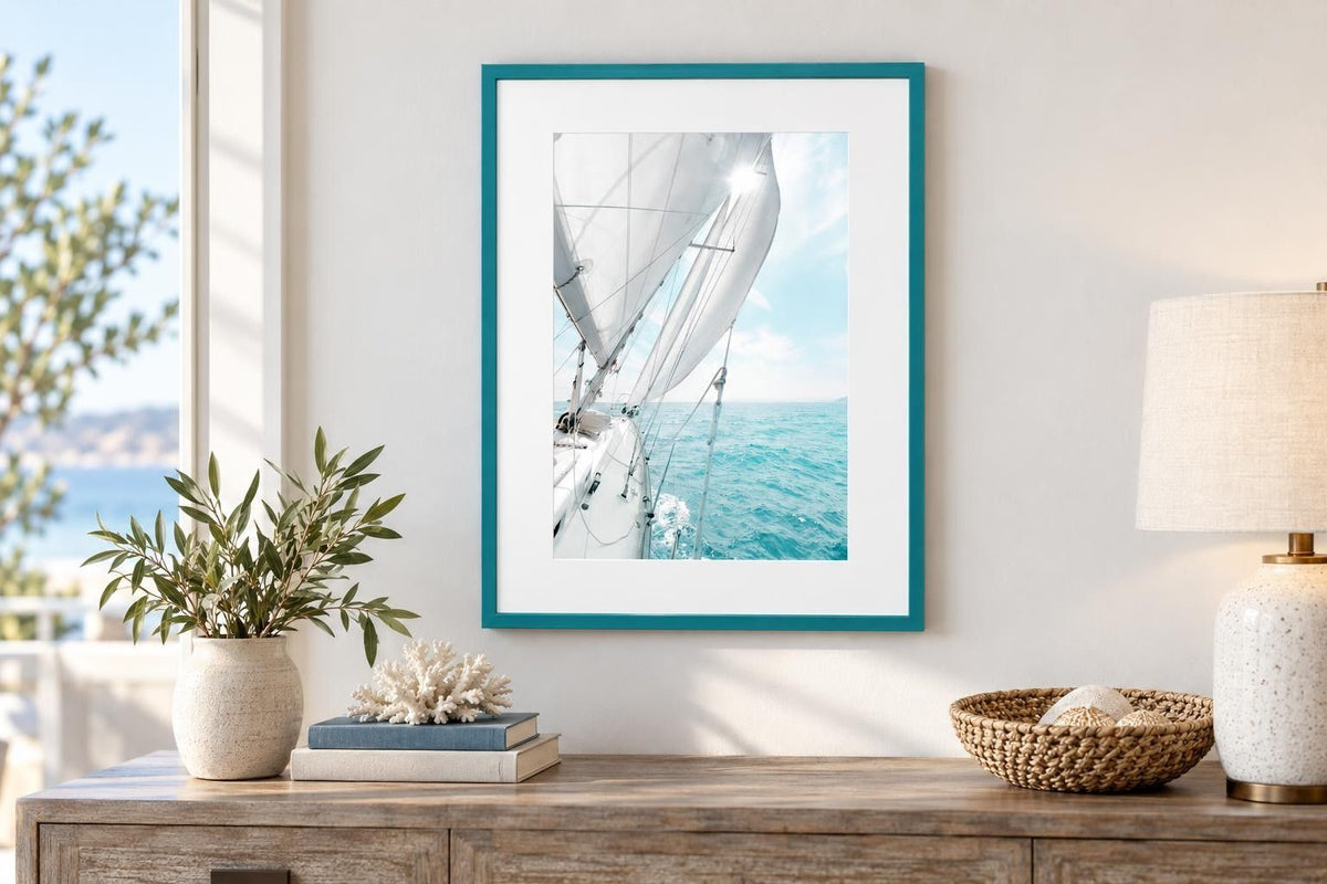 Sunward Sails I - 24 X 32 - Framed Print Under Glass - White