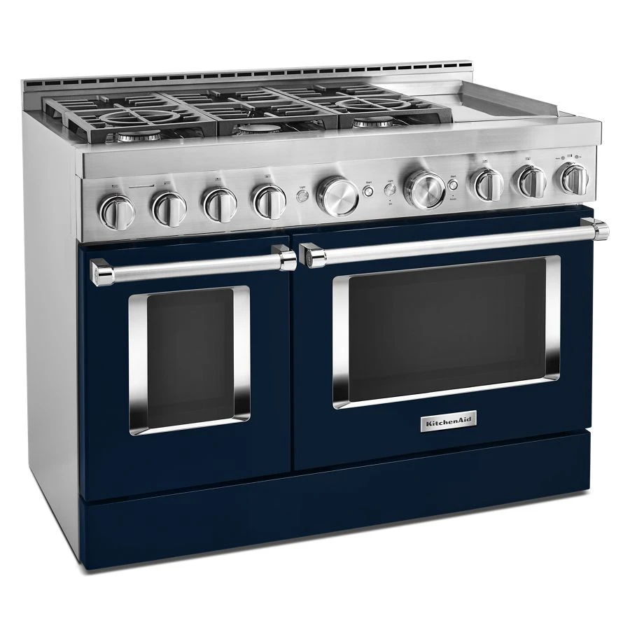 48'' Smart Commercial-Style Gas Range With Griddle - Ink Blue