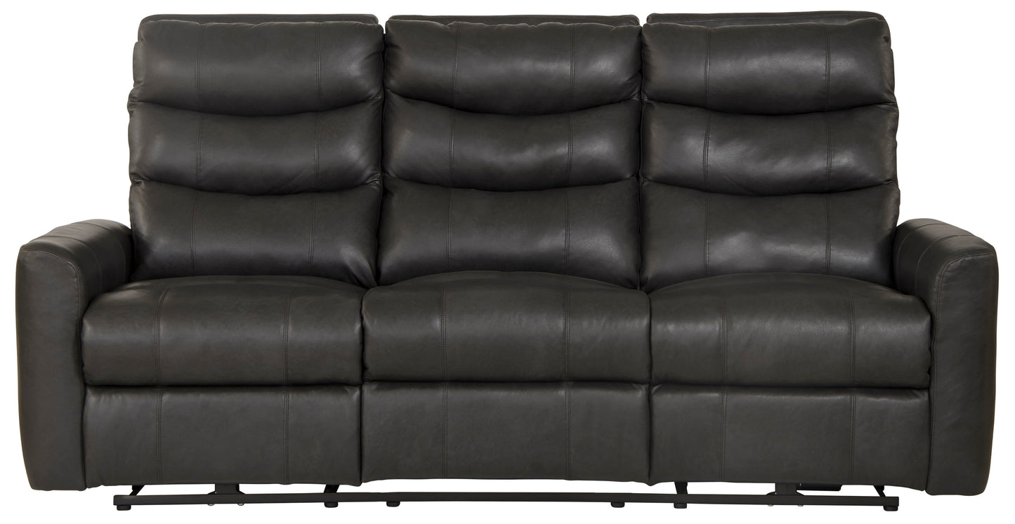 Bosa - Leather Power Reclining Sofa - Charcoal
