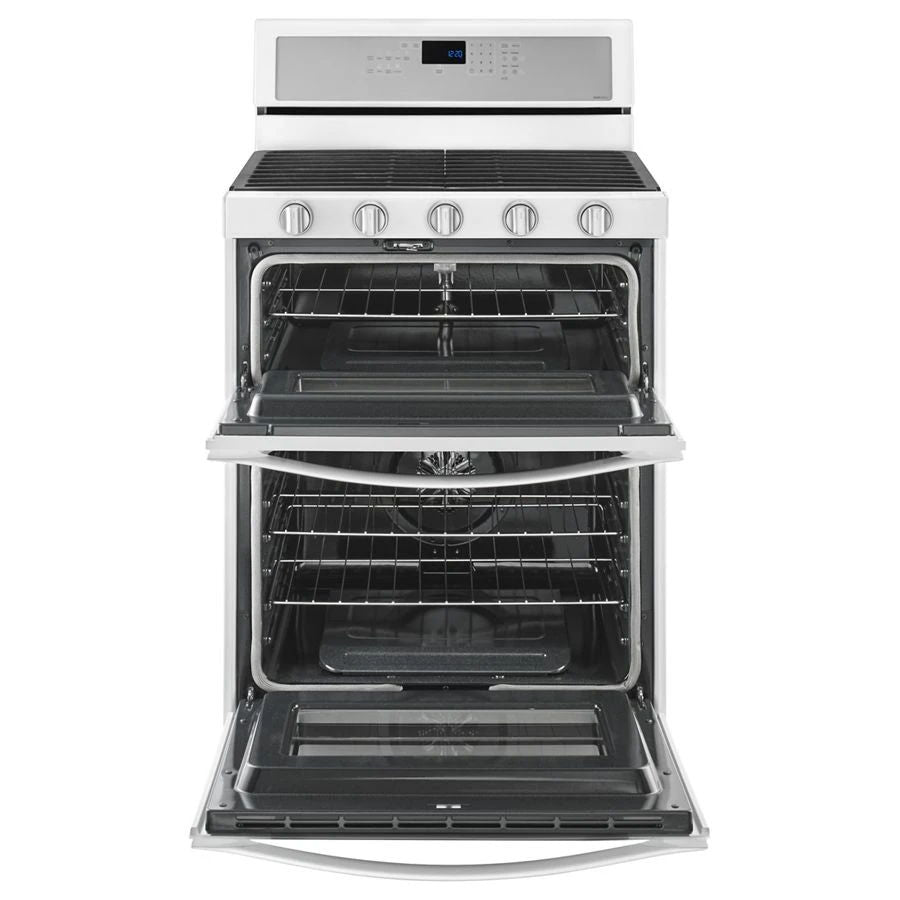 6.0 Cubic Feet Gas Double Oven Range With Ez-2-Lift Hinged Grates - White Ice