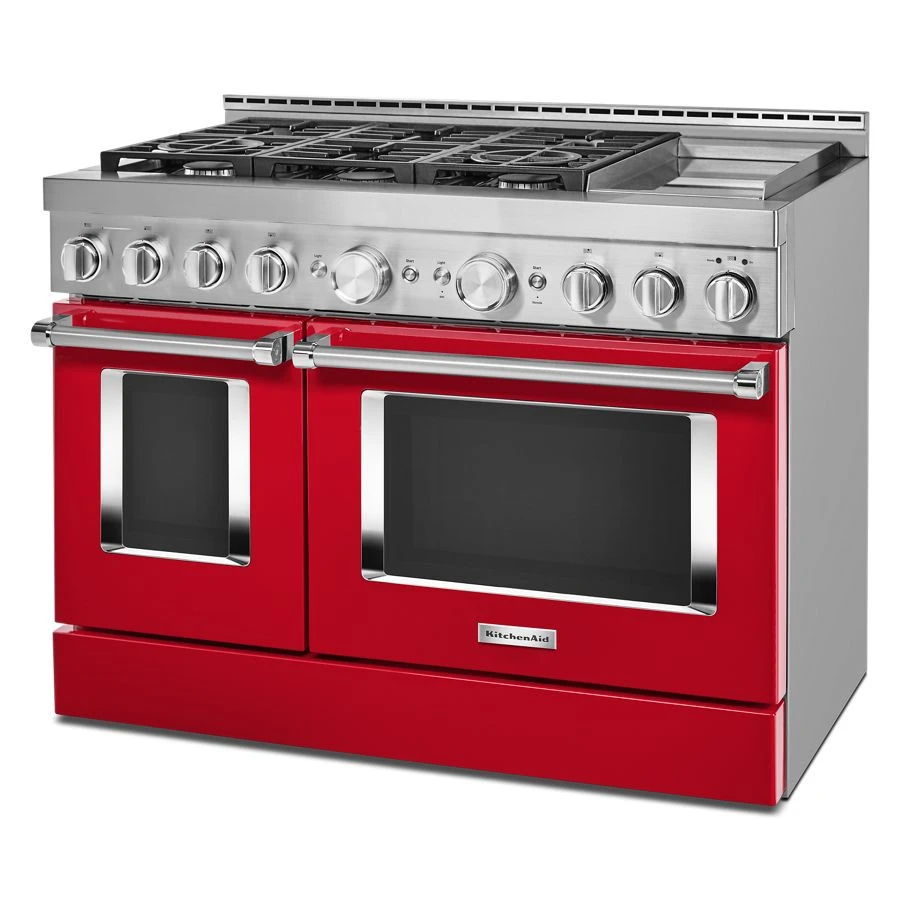 48'' Smart Commercial-Style Gas Range With Griddle - Passion Red