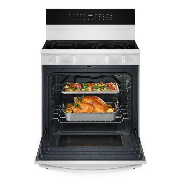 30" Electric Smart Range With Air Cooking Technology, No Preheat Air Fry, High Speed Preheat Oven, Wipeclean Coating, And Steam/Self Clean - White