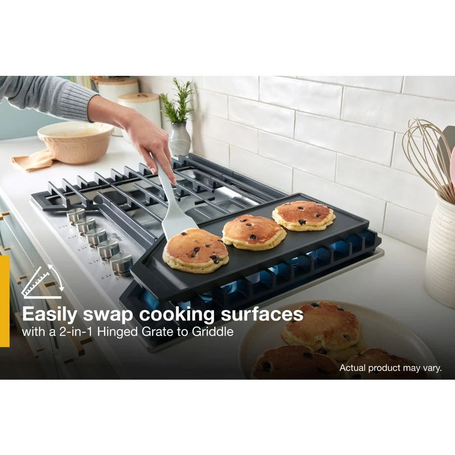 36" Gas Cooktop With 2-In-1 Hinged Grate To Griddle - Stainless Steel