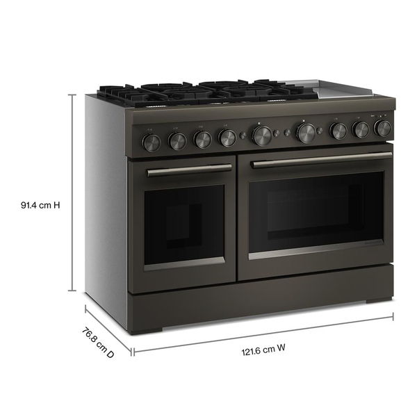 48" 6 Burner Commercial-Style Dual Fuel Range With Griddle - Black Ore