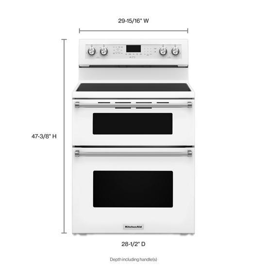30" 5 Burner Electric Double Oven Convection Range - White
