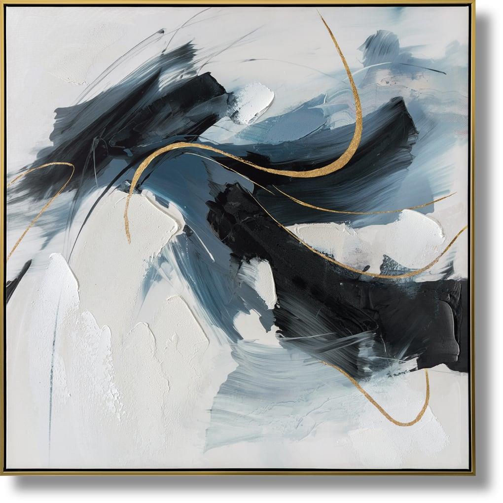Midnight Drift - 33" x 33" Framed Wall Art - Black / Blue