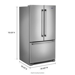33" Wide French Door Refrigerator With Water Dispenser, 22 Cubic Feet - Gray