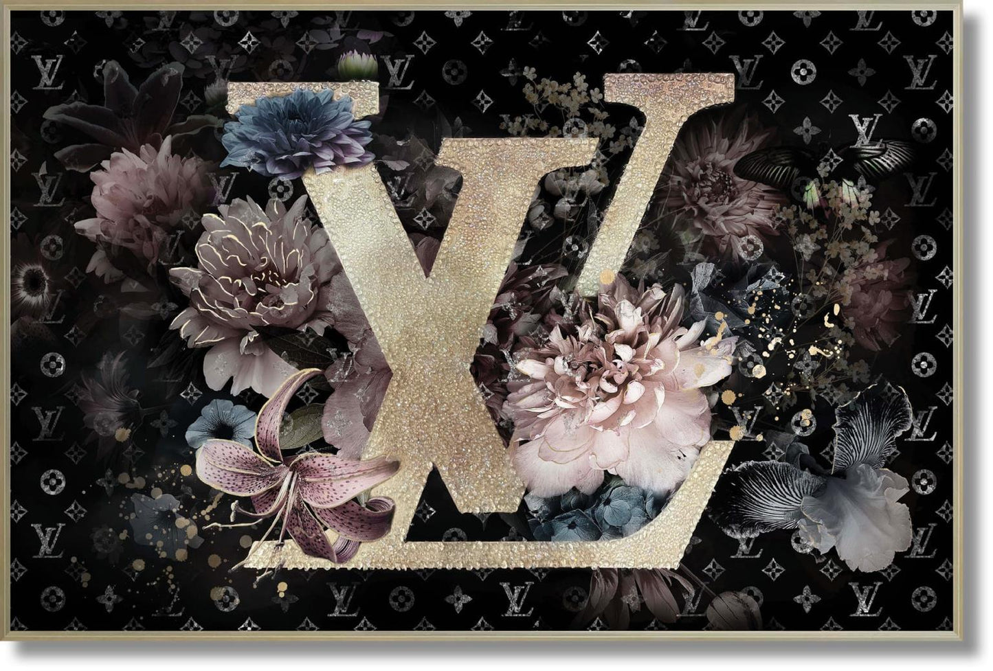 Gilded Bloom Radiance - 32" x 47" Framed Wall Art