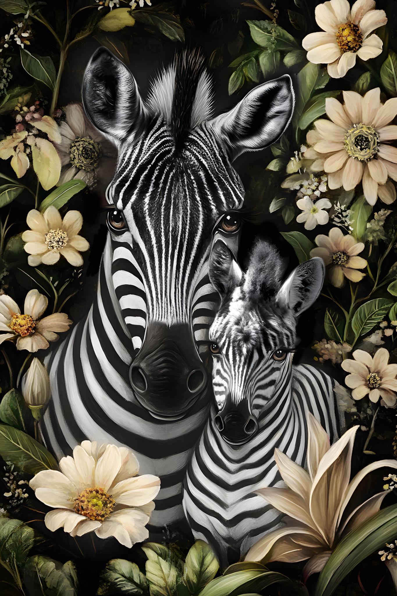 Floral Striped Duo - 32" x 48" Framed Wall Art