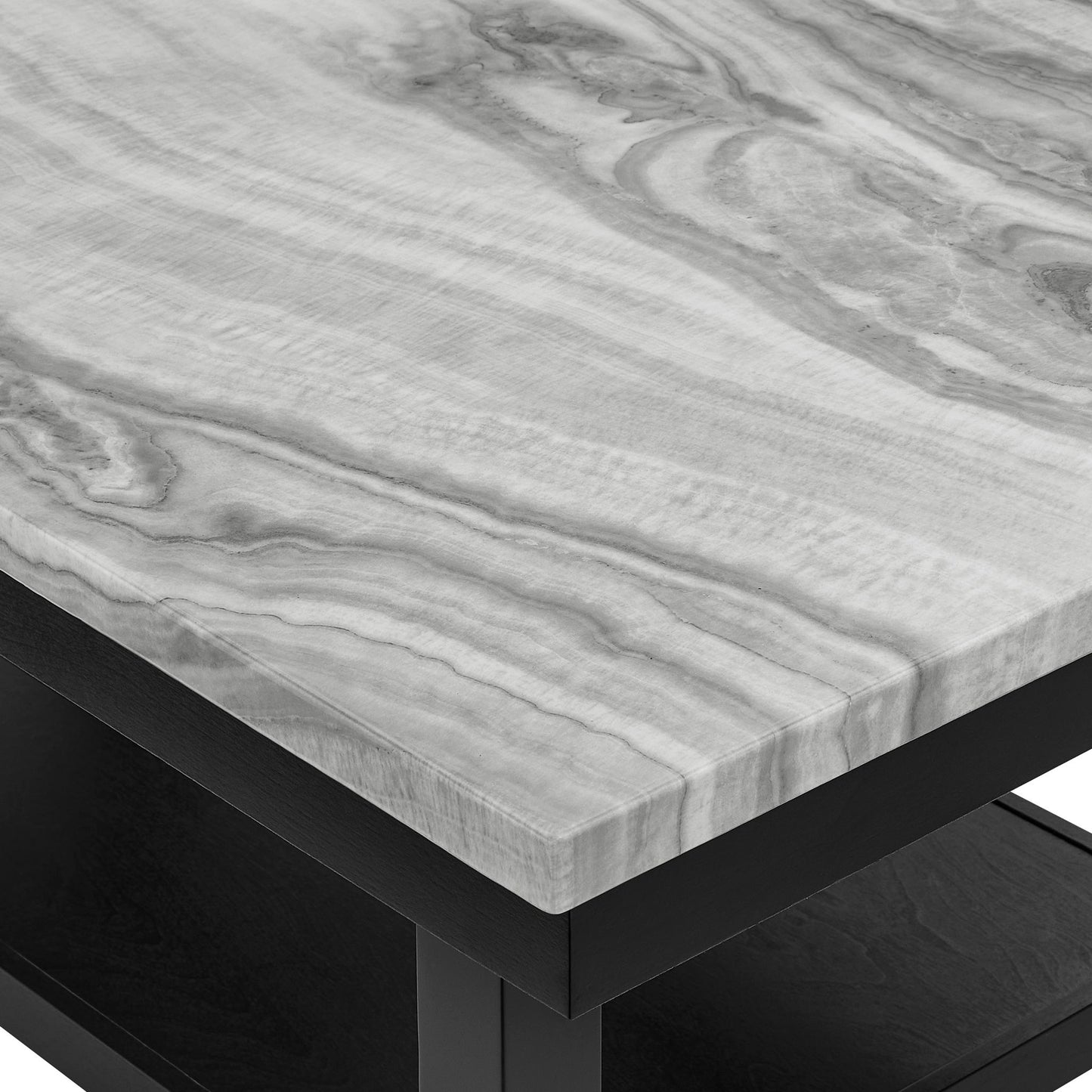 Marbel - 5 Piece Faux Marble Counter Height Set - Dove / Black