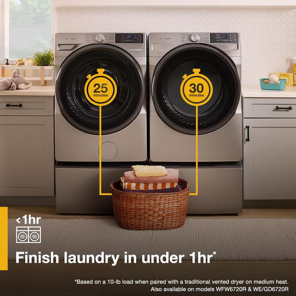 7.4 Cu. Ft. Smart Front Load Energy Star Gas Dryer With Wrinkle Shield Option - White