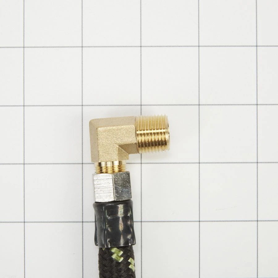 Dishwasher Water Line Installation Kit With 6' Hose, 3/8" X 3/8" Npt Male Compression Elbow, 3/4" X 3/8" Brass Gooseneck - Black