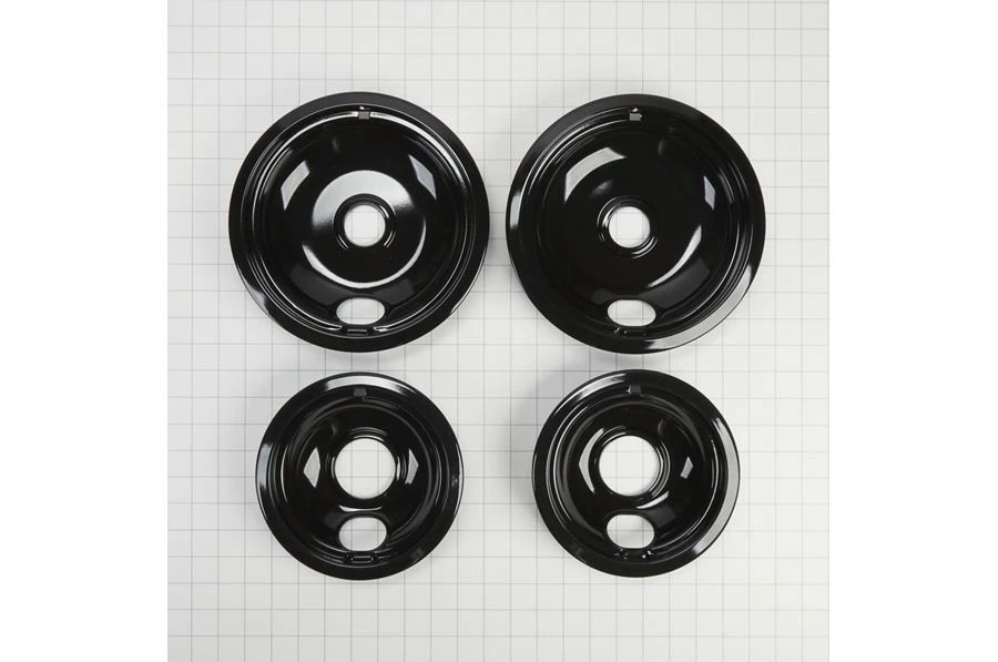 Range Electric/Cooktop 4-Pack Round Drip Bowls (Two 6" And Two 8") - Black For Non-Hinged, 2-Wire Plug Cooking Elements - Black