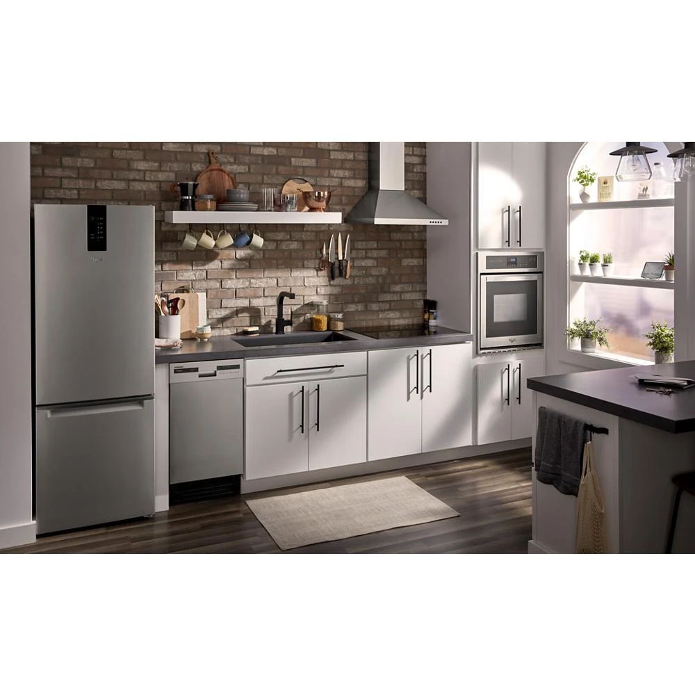 24" Wide Garage-Ready Bottom-Freezer Refrigerator, 12.9 Cubic Feet - Fingerprint-Resistant Stainless Finish
