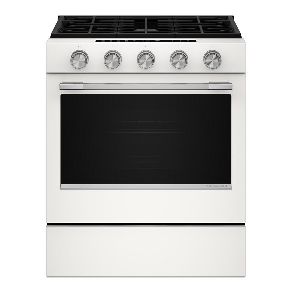 5.0 Cu. Ft. Smart Slide-In Gas Range With Convection Cooking Modes And 2-In-1 Burner - Porcelain White
