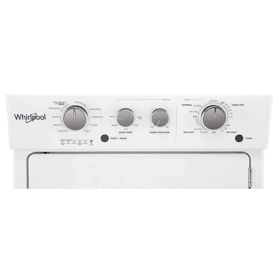 3.5 Cu.Ft Long Vent Gas Stacked Laundry Center 9 Wash Cycles And Wrinkle Shield - White
