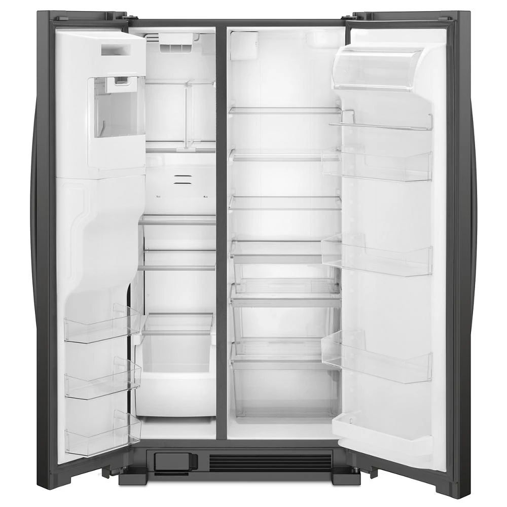 36" Wide Side-By-Side Refrigerator, 25 Cubic Feet, In-Door-Ice Storage - Black