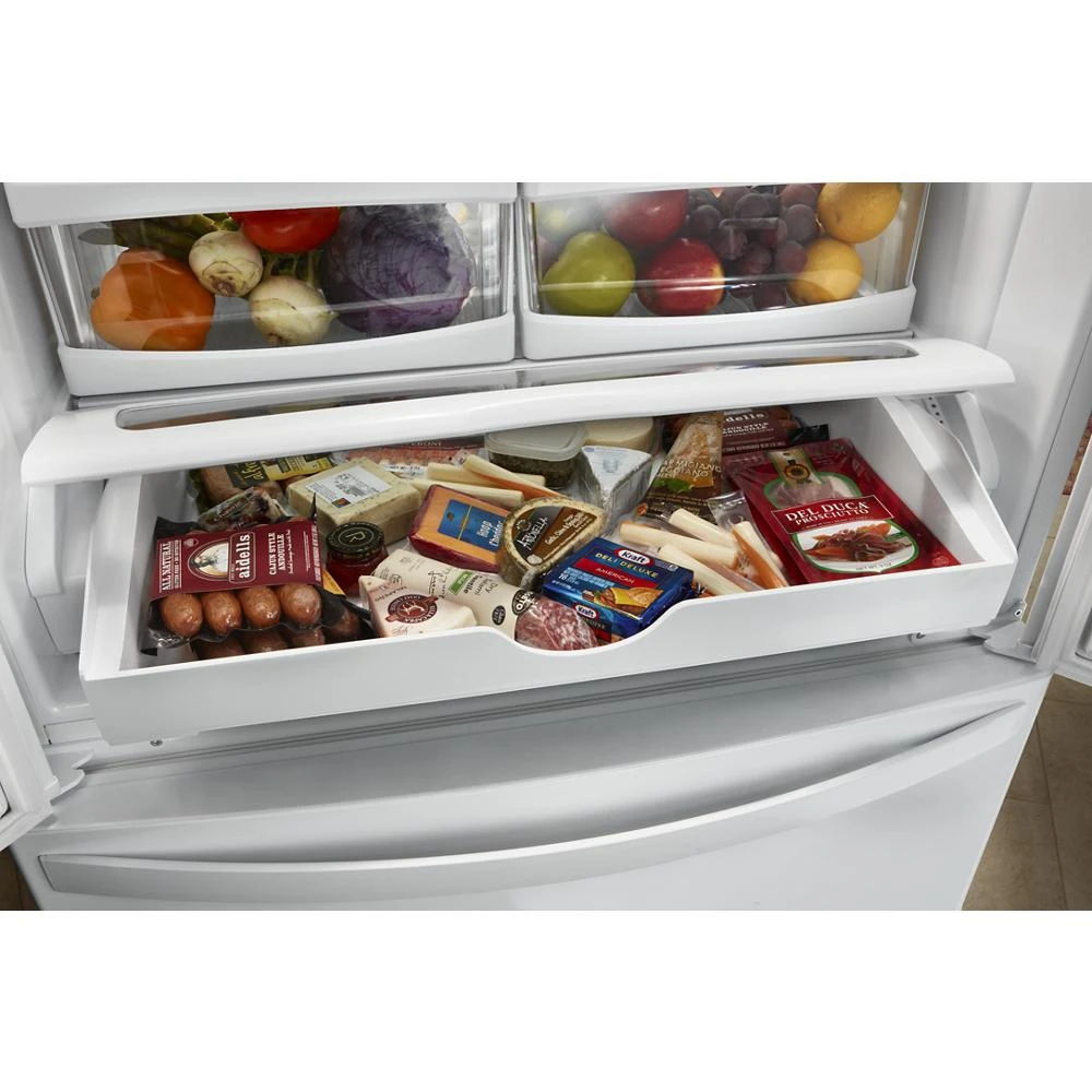 33" Wide French Door Refrigerator, 22 Cubic Feet - Black
