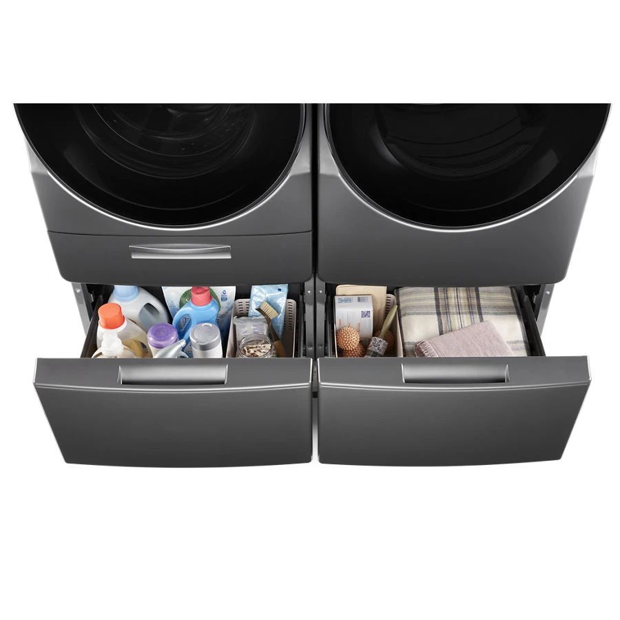 15.5" Pedestal For Front Load Washer And Dryer With Storage - Chrome Shadow