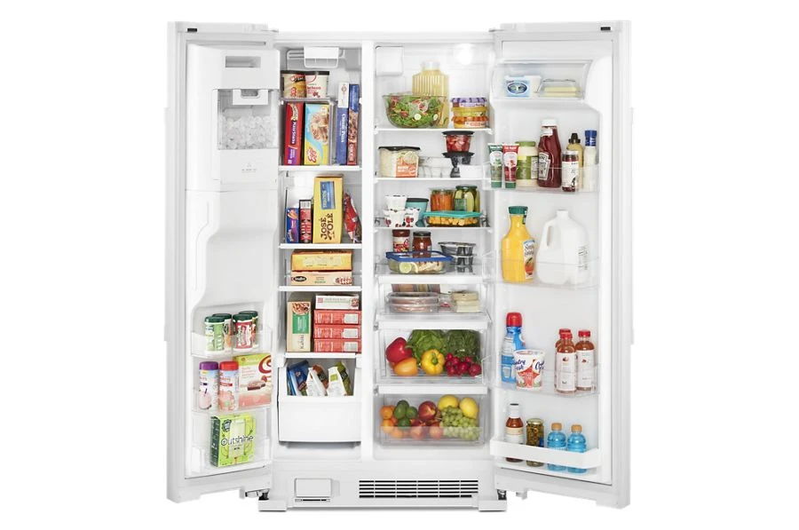 36" Wide Side-By-Side Refrigerator With Exterior Ice And Water Dispenser - 25 Cubic Feet - White