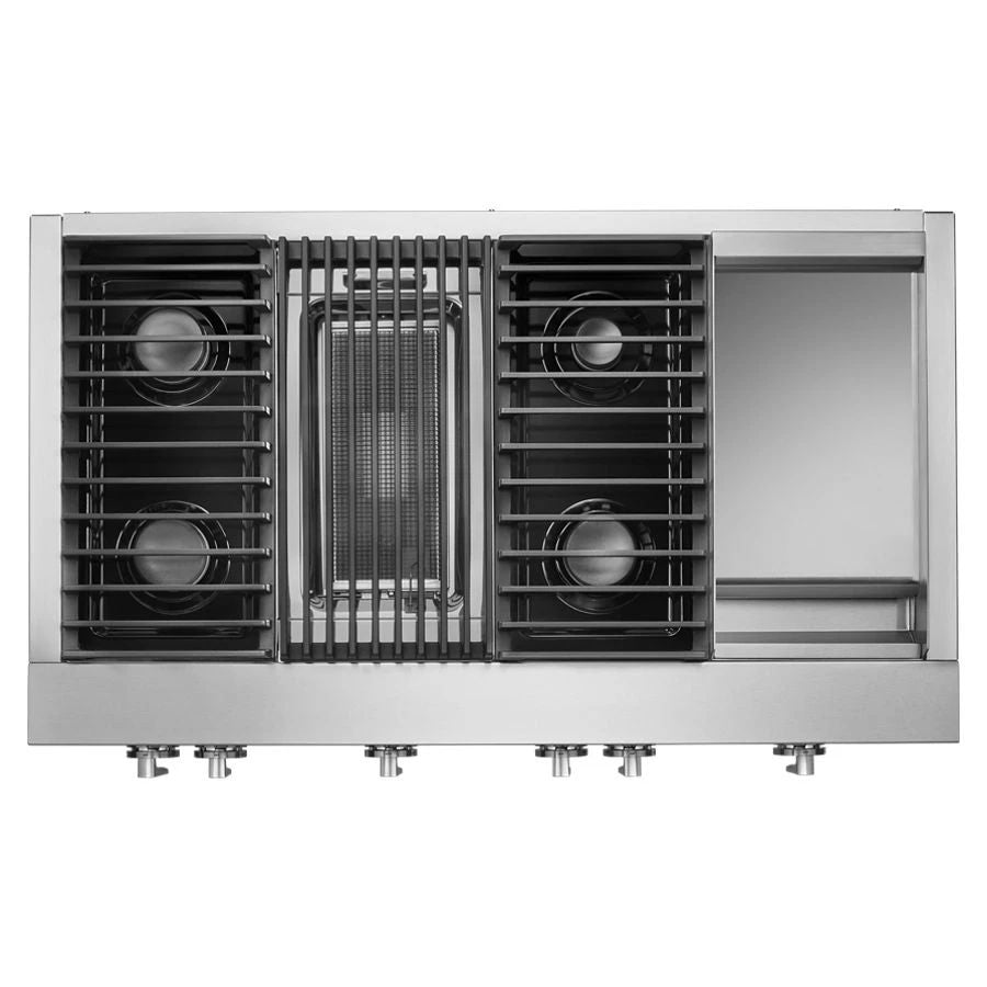 Noir 48" Gas Professional-Style Rangetop With Chrome-Infused Griddle And Grill