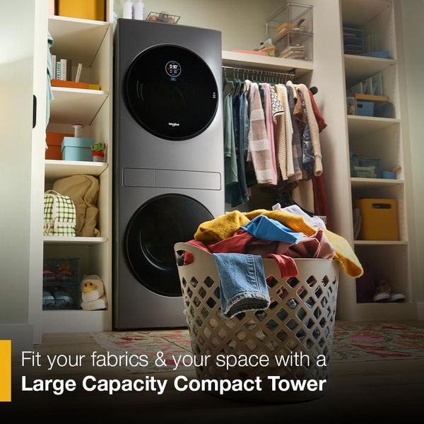 Compact Energy Star Ventless Heat Pump Laundry Tower With 2.7-Cu Ft Washer And Electric 4.3-Cu Ft Dryer - Titanium Metallic