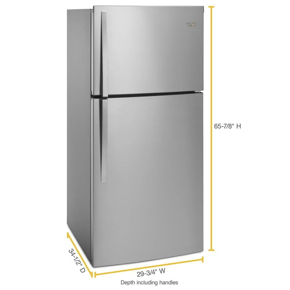 30" Wide Top Freezer Refrigerator, 19 Cubic Feet - Monochromatic Stainless Steel