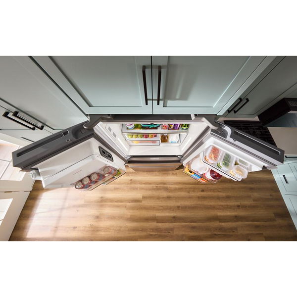 36" Wide True Counter Depth 4-Door French Door Refrigerator, 22 Cu. Ft. - Black Stainless Finish
