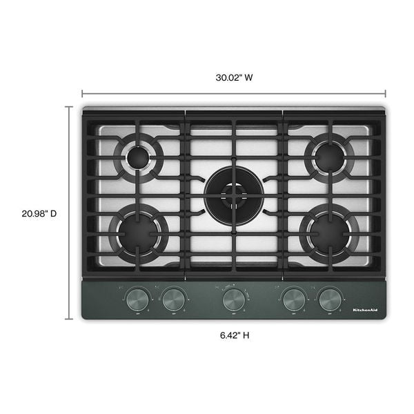 KitchenAid 30" Gas Cooktop With 5 Burners And Integrated Wok Grate, Electronic Ignition - Juniper