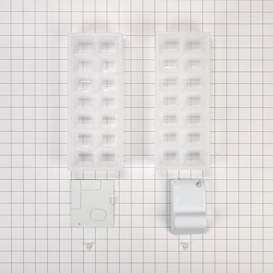 Ice Maker Kit, With (1) Plastic Closure, (3) Hole Plugs, (1) Evaporator Cover, (1) Tube Fitting Cover And (2) Ice Trays