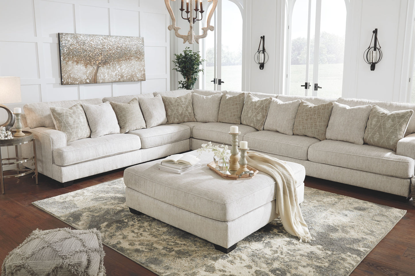 Rawcliffe - Oversized Accent Ottoman - Parchment