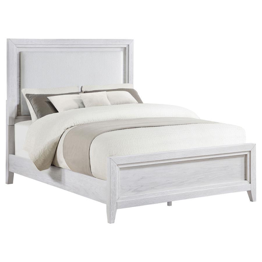 Marielle - Eastern King Headboard Panel Bed - Distressed White