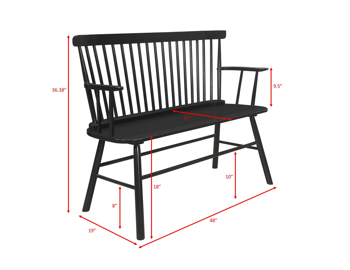 Jerimiah - Spindleback Bench - Gray