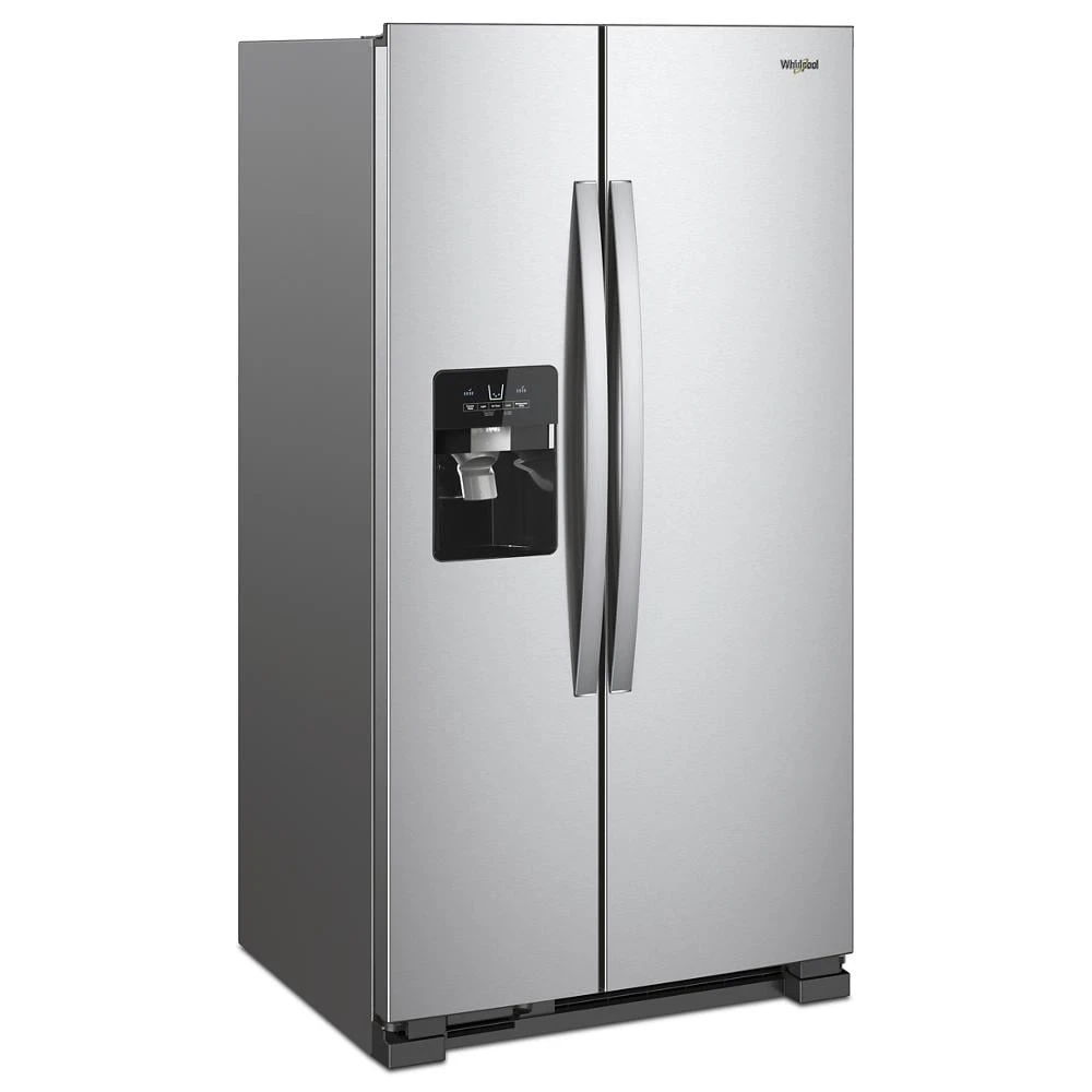 36" Wide Side-By-Side Refrigerator, 25 Cubic Feet, Frameless Glass Shelves - Fingerprint-Resistant Stainless Finish