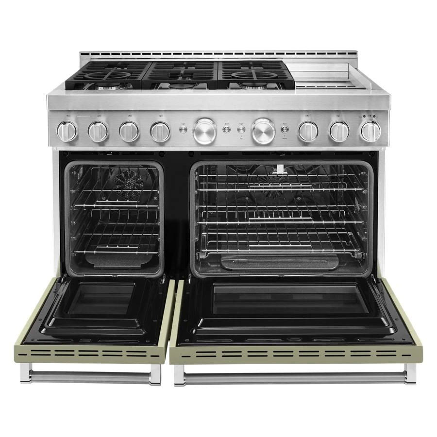 48'' Smart Commercial-Style Gas Range With Griddle - Avocado Cream