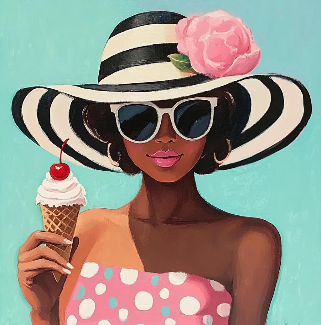 Chic Sundae Glam - 24" x 24" Framed Wall Art