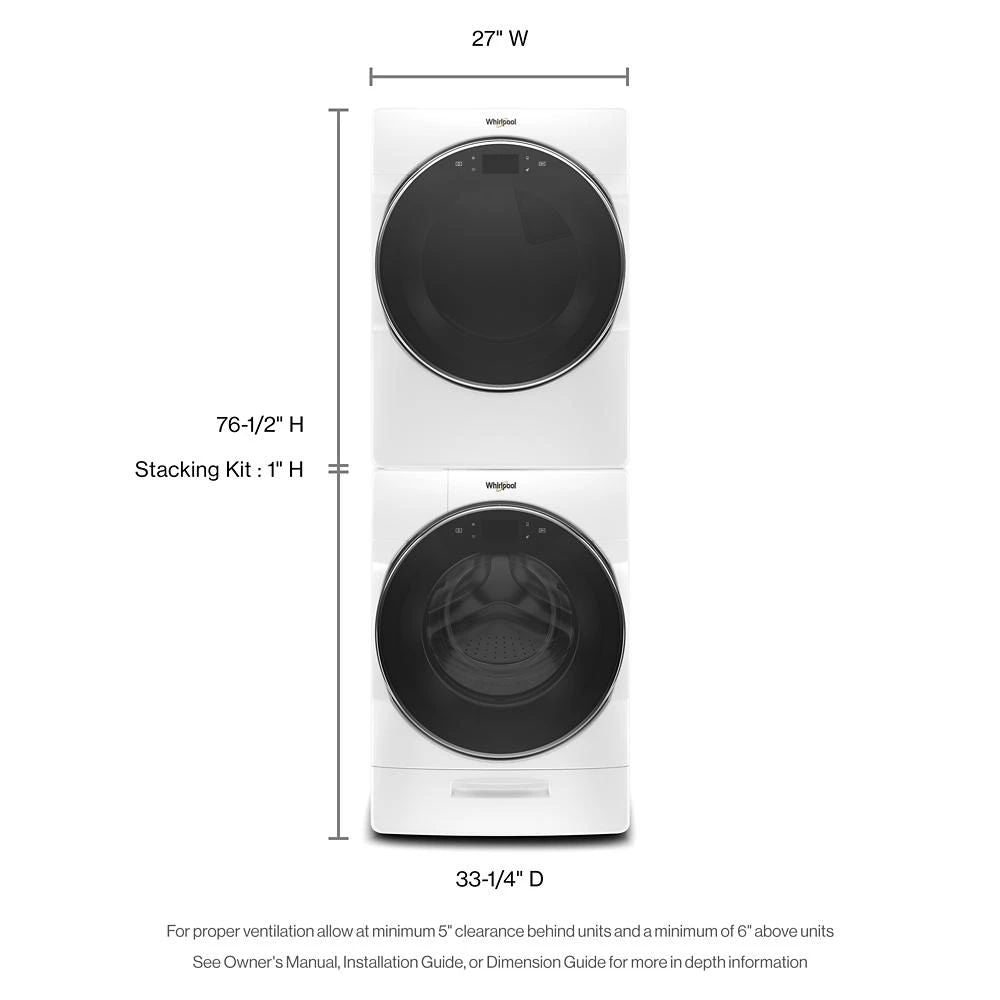 7.4 Cubic Feet Smart Front Load Electric Dryer - White