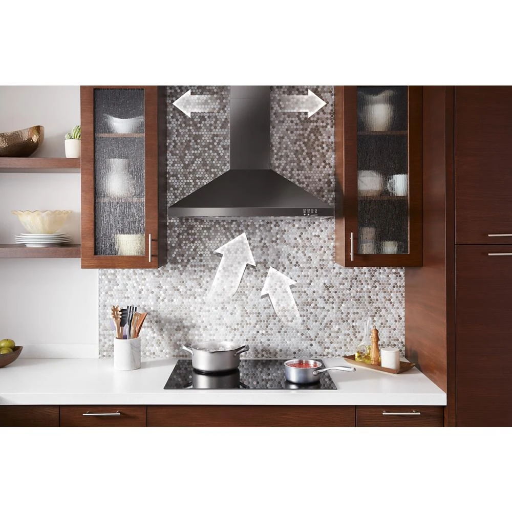 30" Contemporary Black Stainless Wall Mount Range Hood
