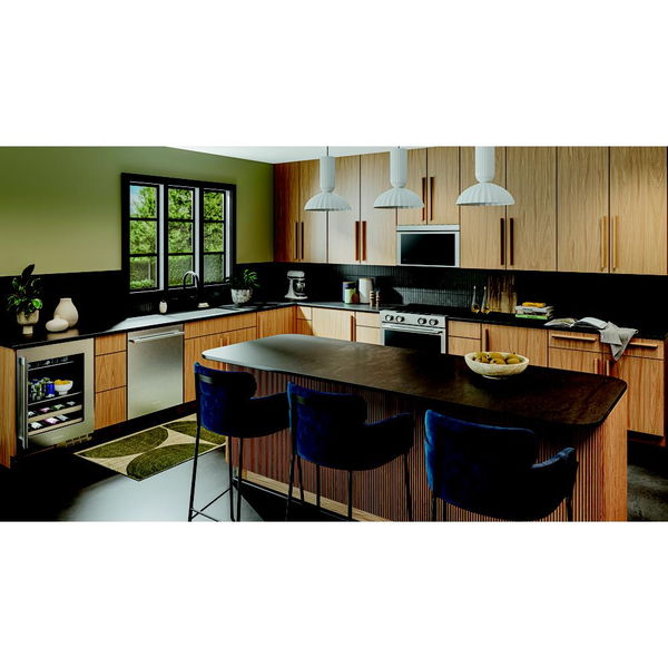 24" Beverage Center With Glass Door And Wood-Front Racks, Backlit Touch Controls - PrintShield Stainless