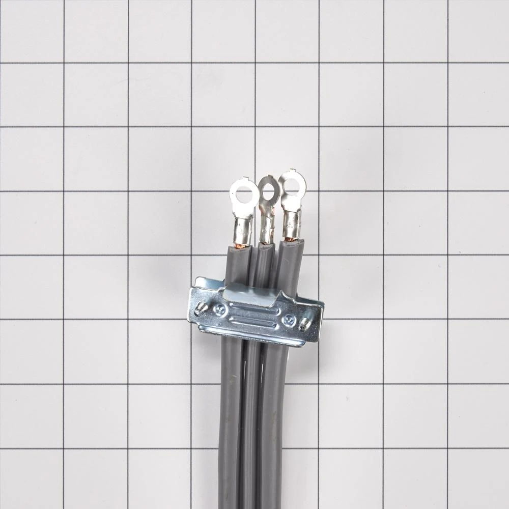 4' Electric Range Power Cord Rated 50 A, With 3-Wire 3-Ring Terminal Connectors, And Right-Angle 3-Prong Plug - Gray