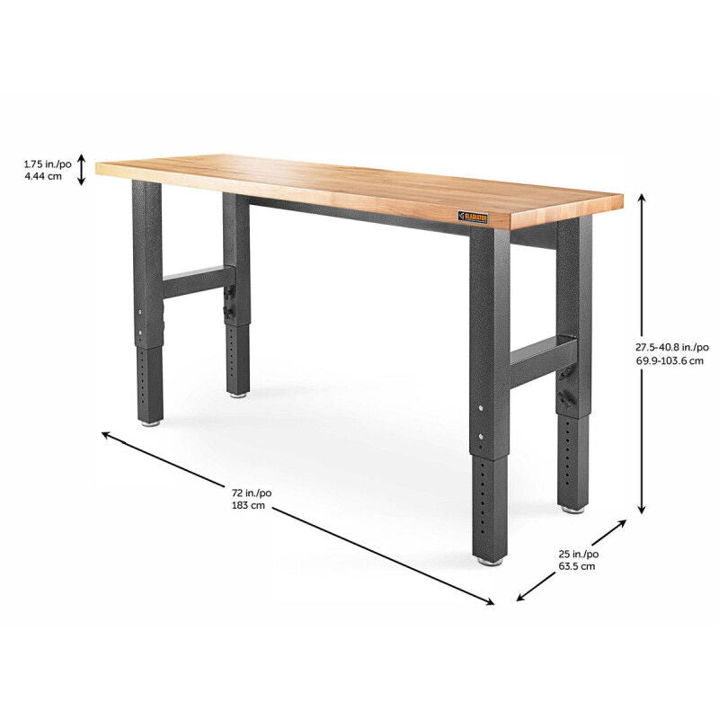 6' Adjustable Height Hardwood Workbench