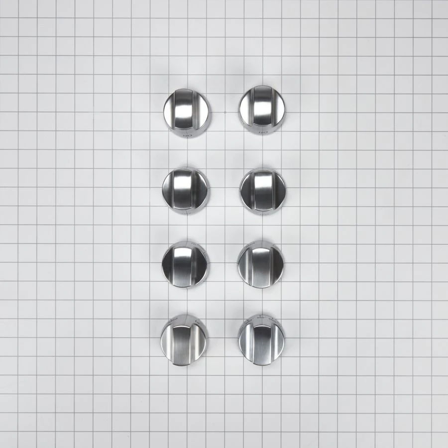 Kitchenaid 36"/48" Range Bladed, Stemless Burner Knobs Kit (Set Of 8) - Stainless Steel (Includes One Griddle And Grill) - Stainless Steel