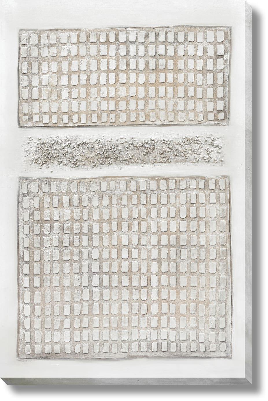 Neutral Grid Relief - 39" x 59" Framed Wall Art