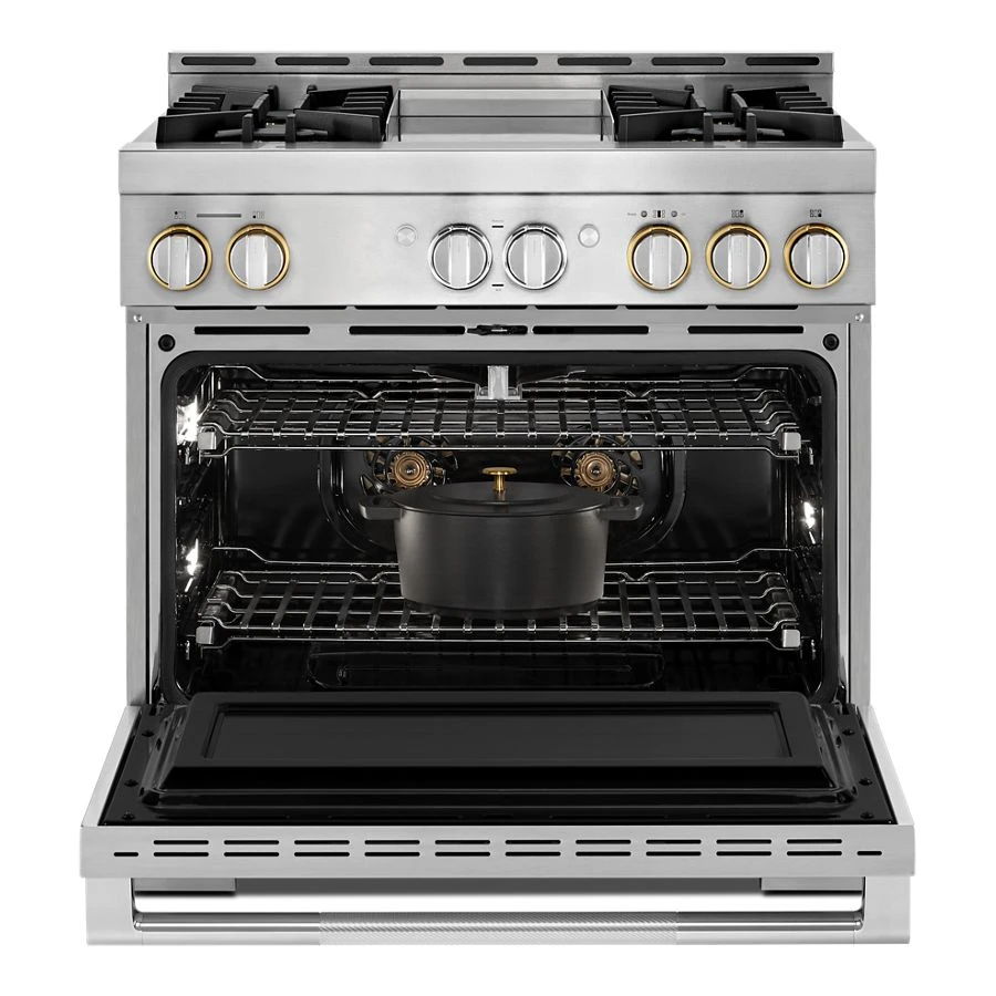 Rise Gas Professional-Style Range With Chrome-Infused Griddle - Stainless Steel